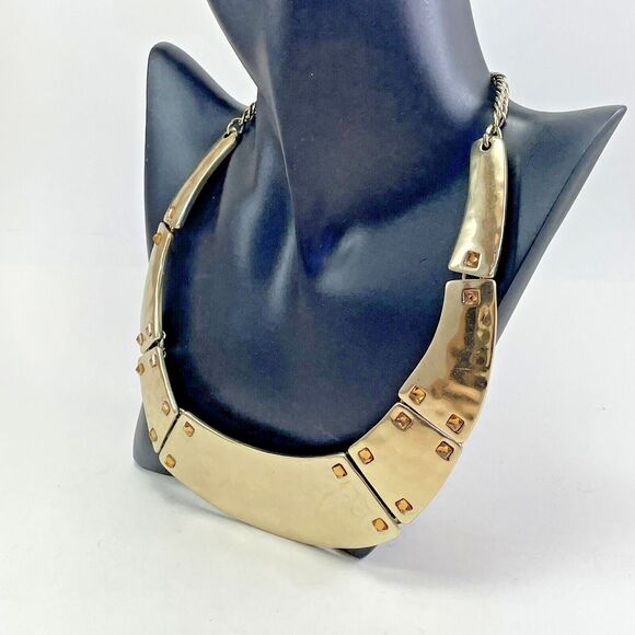 Heidi Klum Graduated Collar Roma Necklace Women’s 15 In Gold Tone ‘Wildlife’ Bib - Picture 1 of 16